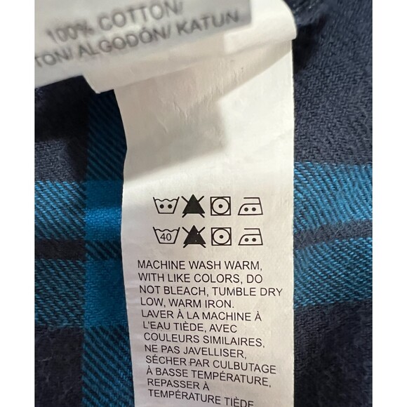 Lucky Brand Men's Blue Plaid Flannel Button Down Shirt 100% Cotton Size L - Picture 5 of 9